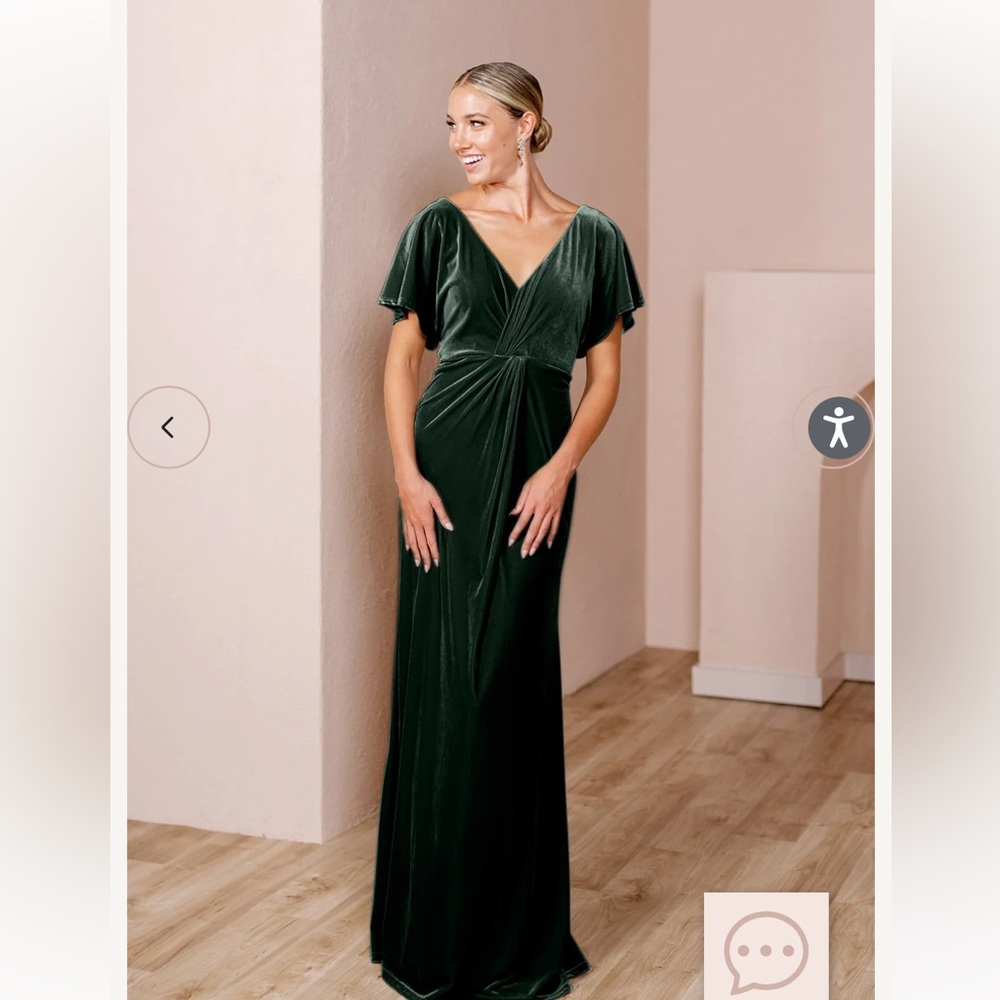 Revelry Gwen Velvet Dress, Emerald, Size 6